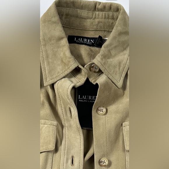 Ralph Lauren Women’s Goat Suede Button Up Long Sleeve Shirt / Jacket Tan - XXL - Picture 2 of 10